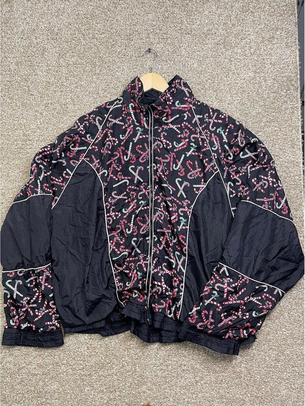 Vintage Christmas Active Elements 80s Vaporwave Windbreaker Jacket Sz XXL